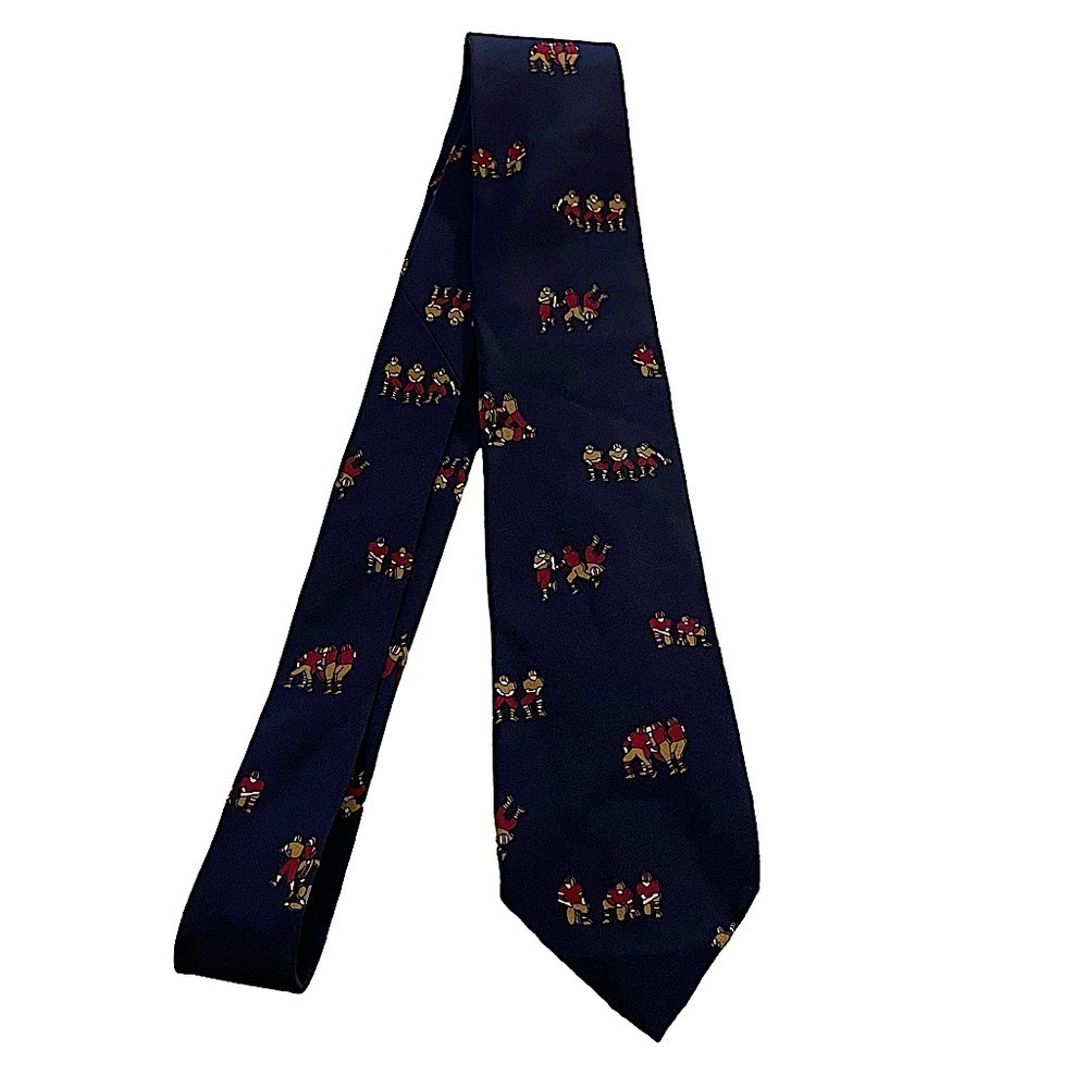 Gianfranco Ruffini Novelty 100% Silk Handmade Neck Tie Football Player Motif